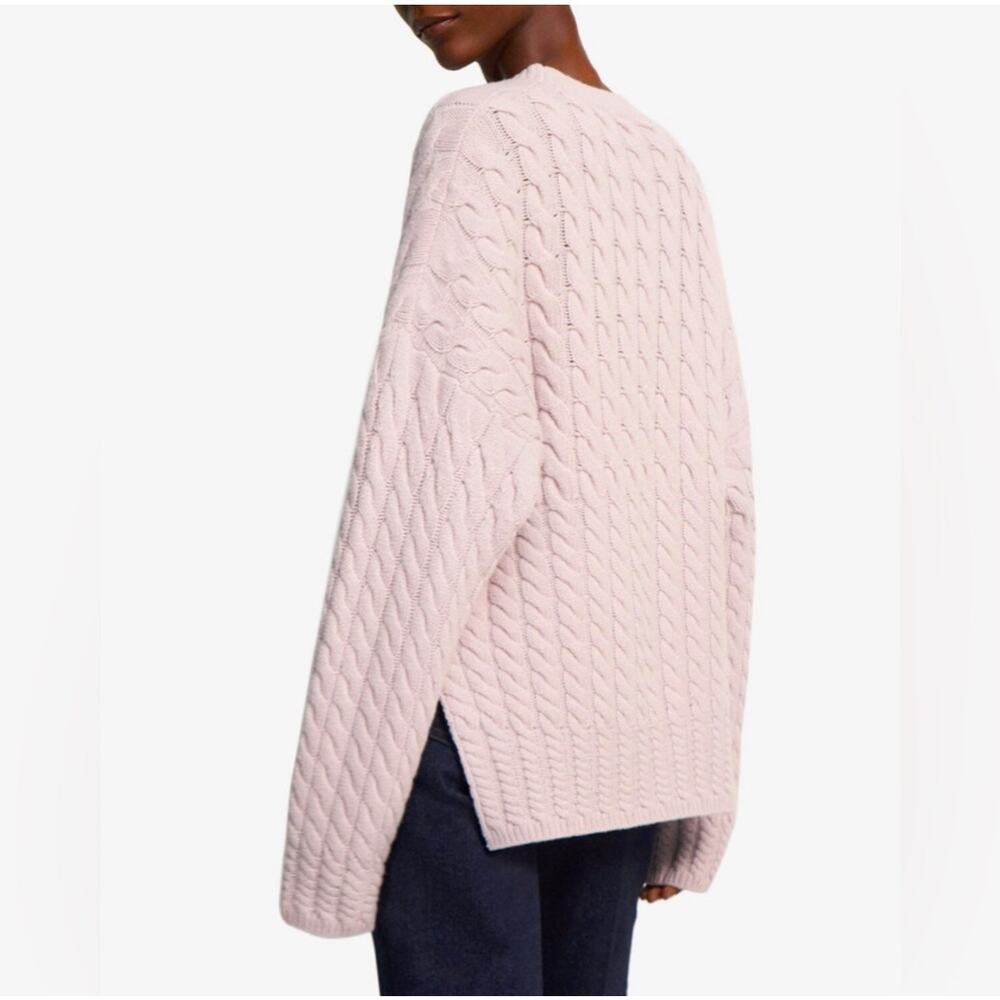 Theory Womens Karenia crew cable knit pullover sweater XS pink wool/cashmere - Picture 2 of 9